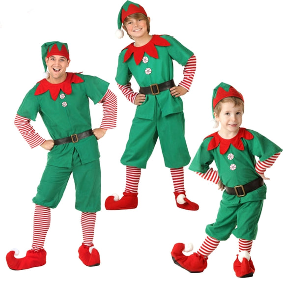 Christmas Green Elf Cosplay Costume Chris Santa Claus Costume Set, Size: 160cm(Male)