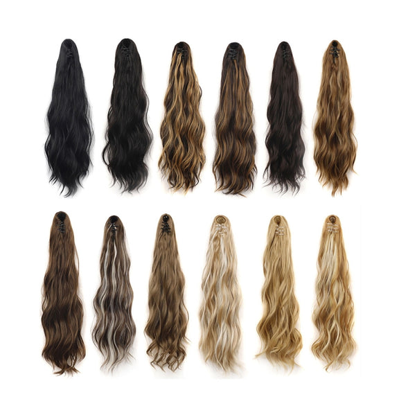 P96 Clip-On Wig Long Ponytail Water Ripple Long Curly Wig(27H613)