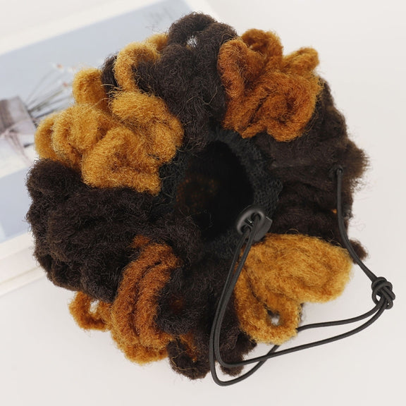 LSFBZB Drawstring Dreadlocks Wig Caterpillar Dreadlock Shaggy Hair Bun, Spec: 1B