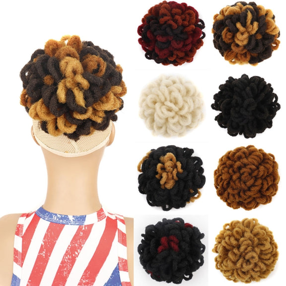 LSFBZB Drawstring Dreadlocks Wig Caterpillar Dreadlock Shaggy Hair Bun, Spec: 2