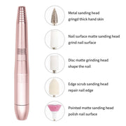 USB Plug Aluminum Nail Drill Machine Electric Manicure Milling Cutter Set(Pink)
