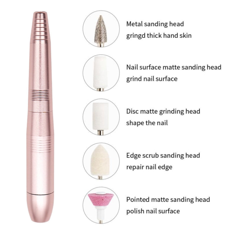 USB Plug Aluminum Nail Drill Machine Electric Manicure Milling Cutter Set(Pink)