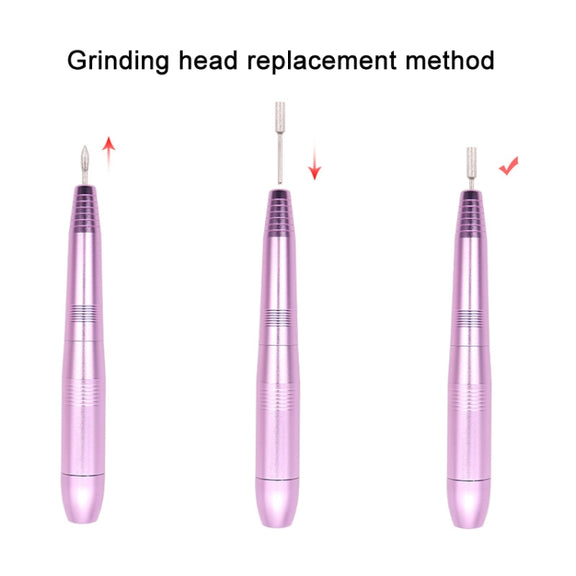 USB Plug Aluminum Nail Drill Machine Electric Manicure Milling Cutter Set(Pink)
