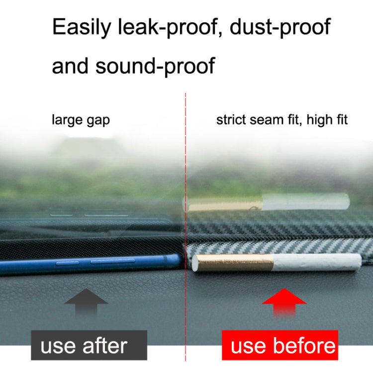 N856 Carbon Fiber Pattern Car Elastomer Seal Rubber Strip Instrument Panel Leakproof Dustproof Soundproof Universal