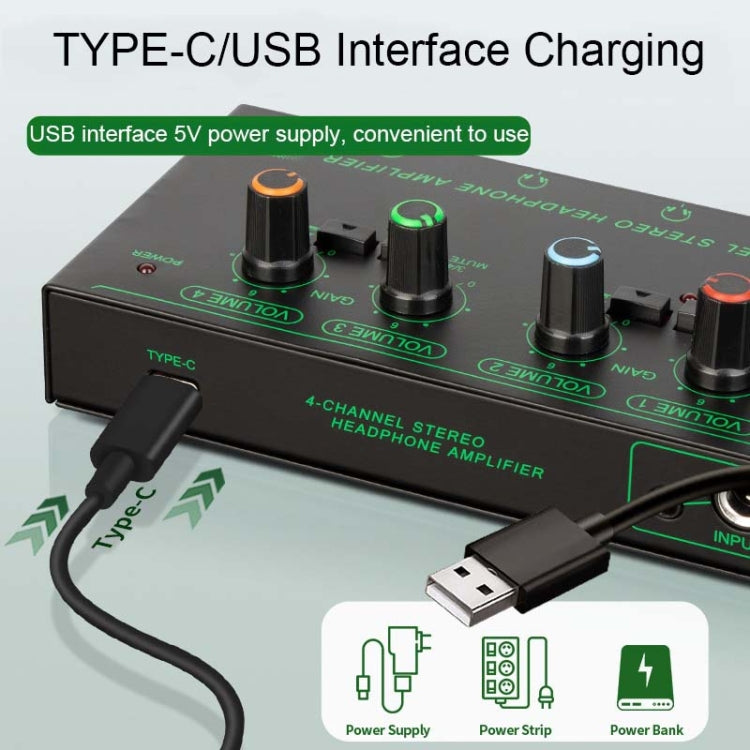 EF-4 RGB Professional 4 Channel Headphone Amplifier Studio Lossless Monitor Splitter -  by PMC TechLife | Online Shopping South Africa | PMC TechLife