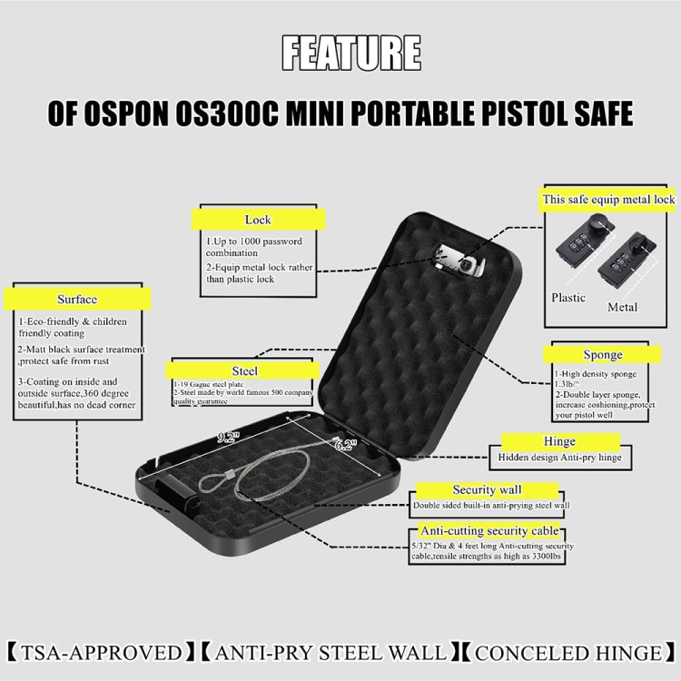Fingerprint / Password Metal Anti-theft Car Safety Box Valuables Storage Safety Box, Model: OS300FC (Black) - Safety Box by PMC TechLife | Online Shopping South Africa | PMC TechLife