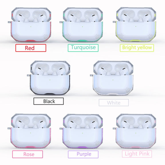 For AirPodS Pro RJT-AP-03 Bluetooth Earphone Transparent Soft Case TPU Protection Cover(Rose Red)