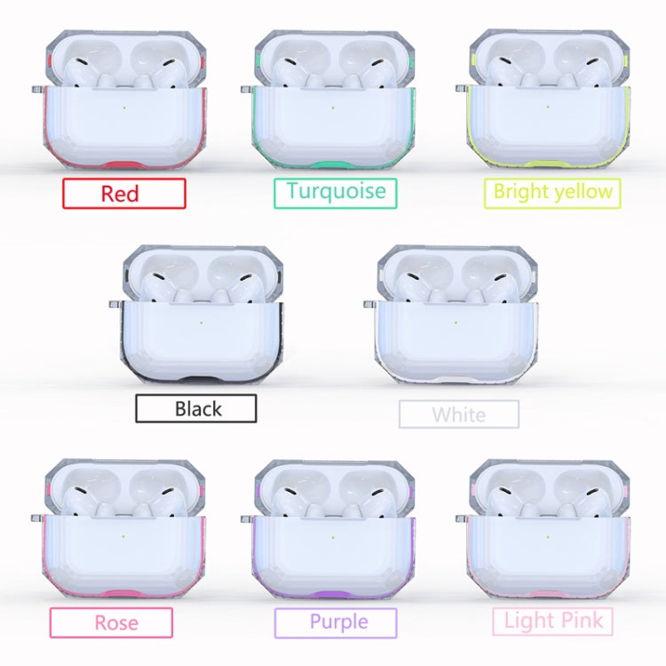 For AirPodS Pro RJT-AP-03 Bluetooth Earphone Transparent Soft Case TPU Protection Cover(Rose Red)