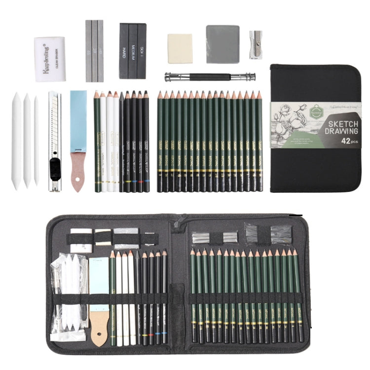 42 In 1 Drawing Painting Sketch Kit with Pencil Erasers Sharpener(Black) - Art Supplies by PMC TechLife | Online Shopping South Africa | PMC TechLife