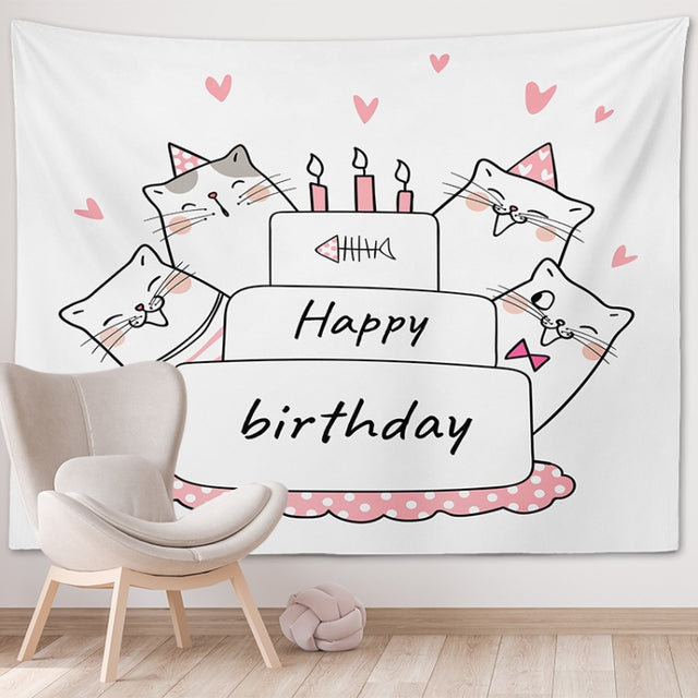 Happy Birthday Photo Backdrop Party Decoration Tapestry, Size: 200x150cm(GT56-2)