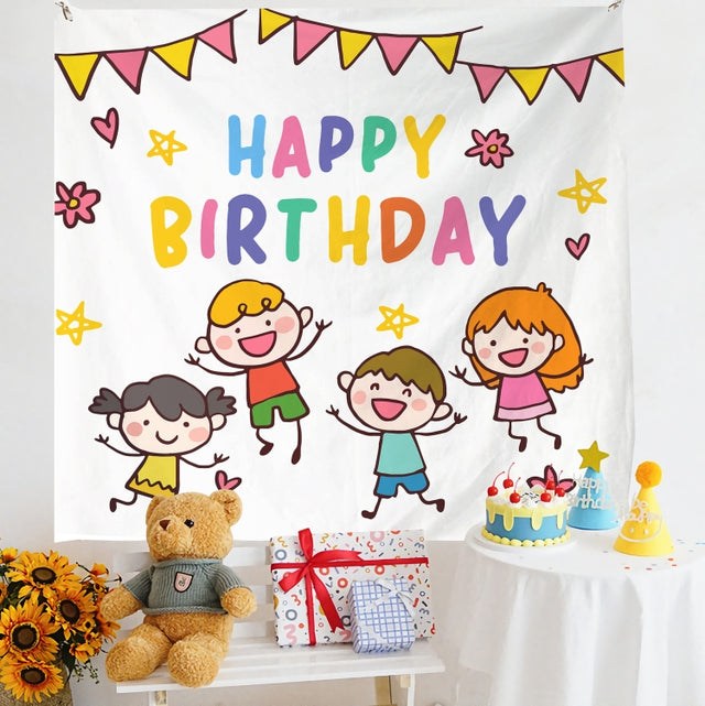 Birthday Layout Hanging Cloth Children Photo Wall Cloth, Size: 150x180cm Velvet(twenty one)