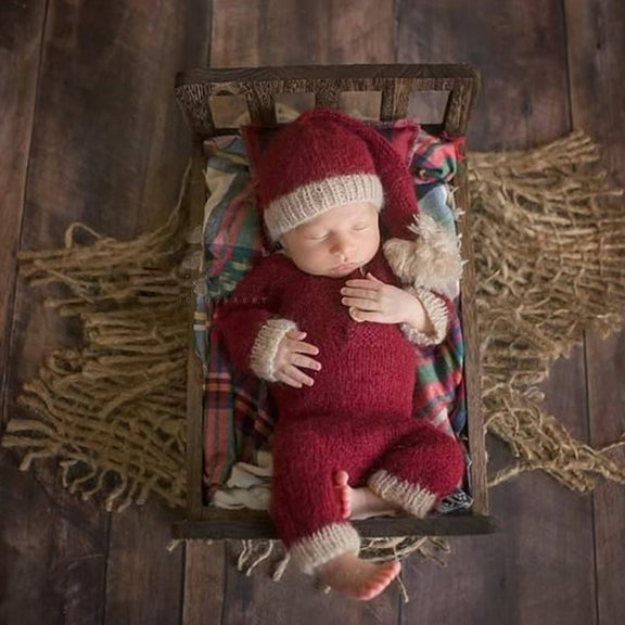 Newborn Photography Clothing Christmas Theme Modeling Mohair Hat + Jumpsuit Suit(Baby Boy)