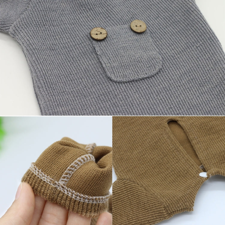 Newborn Photography Clothing Baby Knitted Jumpsuit + Hat + Mouse Doll Three-Piece Set(Grey)