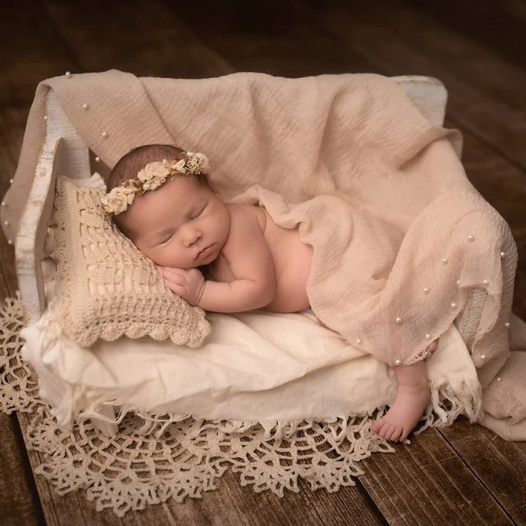 Hollow Lace Round Blanket + Pillow Suit Baby Photography Props(Light Green)
