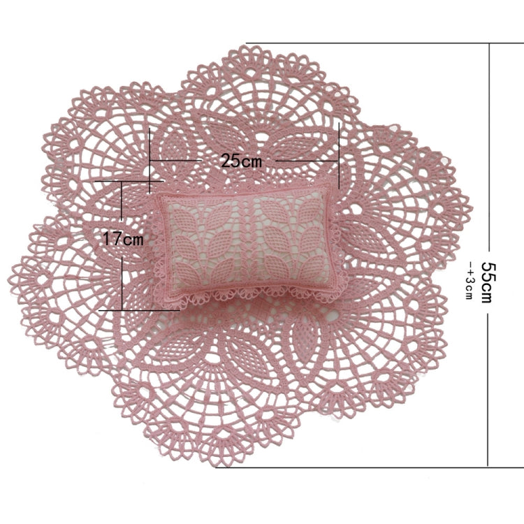 Hollow Lace Round Blanket + Pillow Suit Baby Photography Props(Light Green)