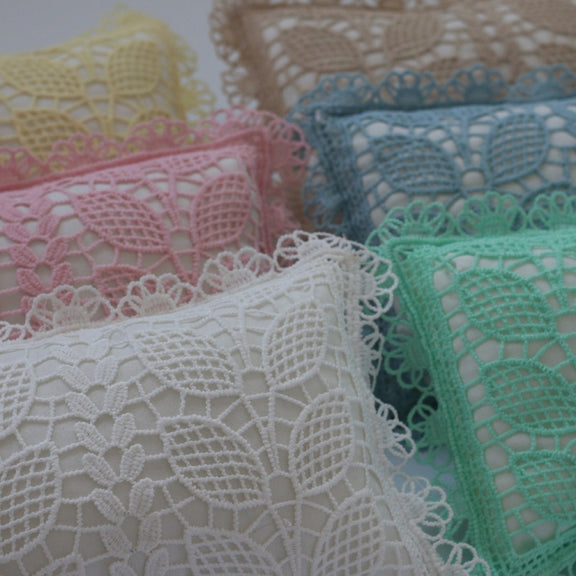 Hollow Lace Round Blanket + Pillow Suit Baby Photography Props(Light Blue)