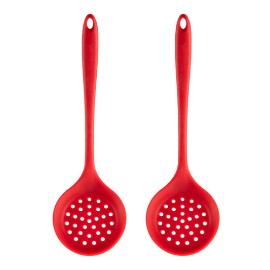 2pcs Non-stick High Temperature Resistant Silicone Cookware, Style: Leak Spoon(Red) - Cooking Tools by PMC Jewellery | Online Shopping South Africa | PMC Jewellery | Buy Now Pay Later Mobicred
