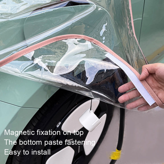 Electric Vehicle Charging Port Magnetic Transparent Rain Cover(Pink)