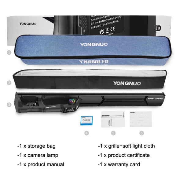 YONGNUO YN660S Double Color Temperature (White Yellow) Version+Power Adapter Colorful Stick Light Hand Holds LED Photography Fill Lights