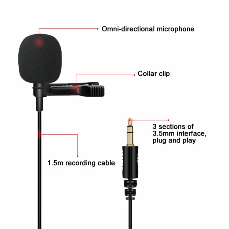 For Rode Wireless Camera Lavalier Microphone, Length 1.5m(Black) - free shipping - PMC TechLife - Order now!