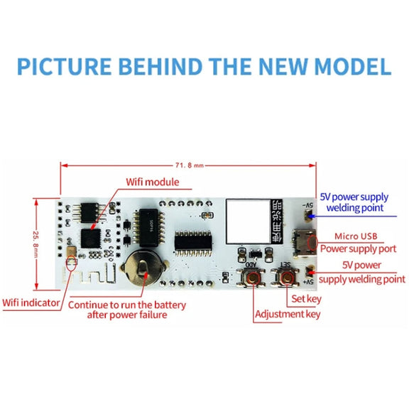 0.8 Inch Electronic Clock Movement Module WIFI Digital Tube Digital Time Display(Green)