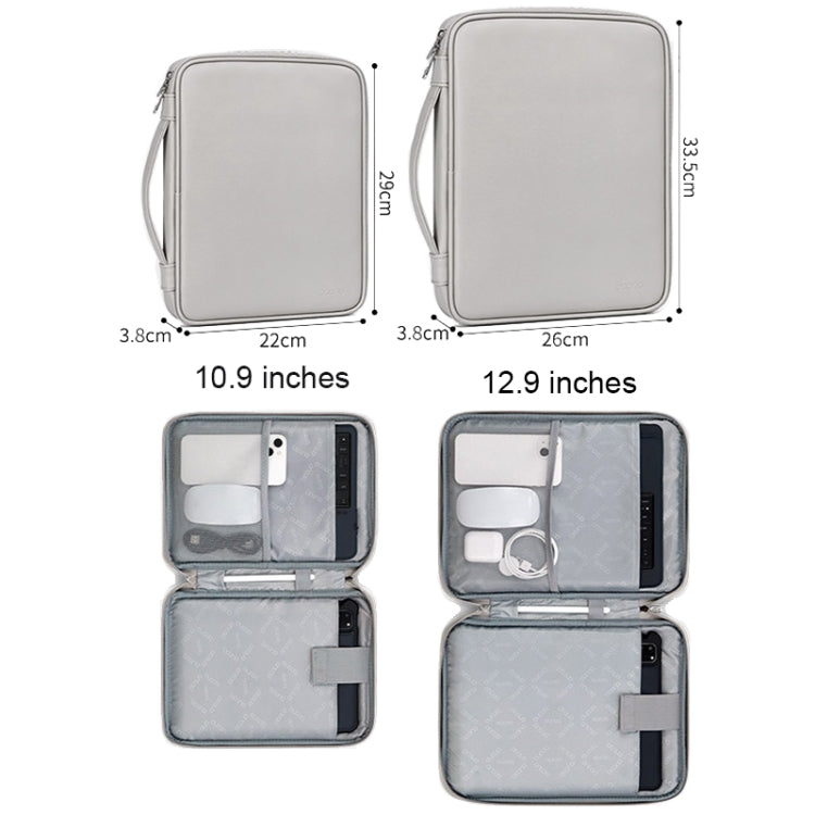 Baona BN-Q015 Leather Water-resistant Shock Absorbing Handheld Tablet Bag, Size: 10.9 inches(Gray)