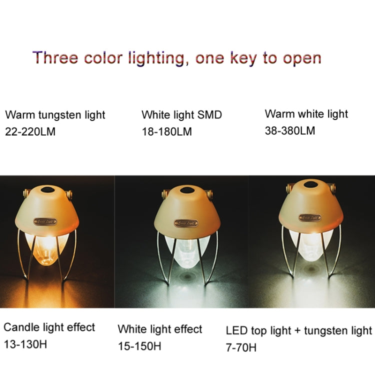 TG-ZP04401 Retro Camping Light Rechargeable Tricolor Light Source Tent Light(Beige) - Camping Lighting by PMc TechLife | Online Shopping South Africa | PMc TechLife | Buy Now Pay Later Mobicred