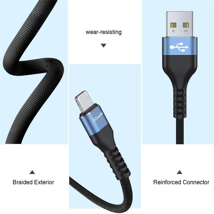 QGeeM MF01 USB-A To 8 Pin Phone Tablet Fast Charging Data Cable, Length: 1m - free shipping - PMC Jewellery - Order now!