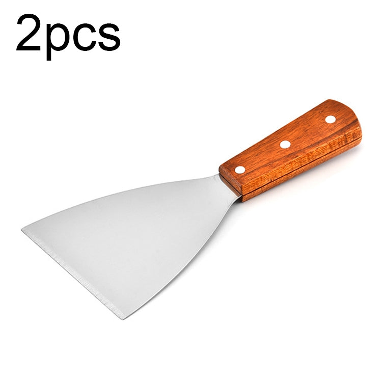 2pcs Stainless Steel Pizza and Steak Shovel Wooden Handle Slanted Shovel Kitchen Tool, Size: L - free shipping - PMC TechLife - Order now!