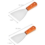 2pcs Stainless Steel Pizza and Steak Shovel Wooden Handle Slanted Shovel Kitchen Tool, Size: L