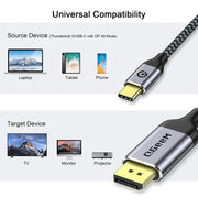 QGeeM QG-UA13 Type-C To DP 4K 60Hz Nylon Braided Adapter Cable, Length: 1.8m