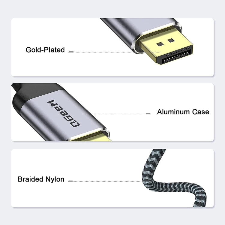 QGeeM QG-UA13 Type-C To DP 4K 60Hz Nylon Braided Adapter Cable, Length: 1.8m - free shipping - PMC Jewellery - Order now!