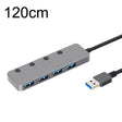 HS0059 Independent Switch USB 3.0 4 Ports Extension Type-C / USB-C Aluminum Alloy HUB, Cable Length: 120cm - USB 3.0 HUB by PMC TechLife | Online Shopping South Africa | PMC TechLife | Buy Now Pay Later Mobicred