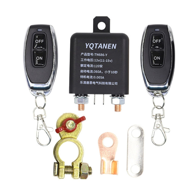 YQTANEN Car Battery Leakage Protection Remote Control Power Off Relay, Voltage: 12V 120A