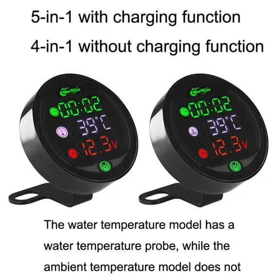 Morfayer YL-M05 5 In 1 Environmental Temperature Model 9-24V LED Night Vision Motorcycle Modification Instrument