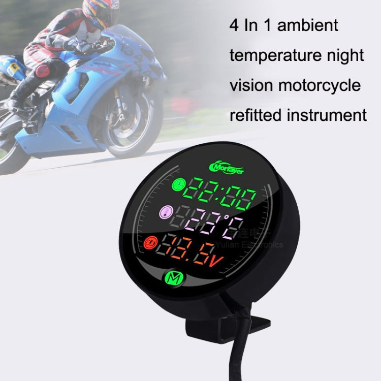 Morfayer YL-M05 4 In 1 Environmental Temperature Model 9-24V LED Night Vision Motorcycle Modification Instrument - Electrical Instruments by PMC TechLife | Online Shopping South Africa | PMC TechLife | Buy Now Pay Later Mobicred