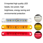 MK-224 10pcs 12-24V Truck Trailer 9LED Side Light Tail Lamp Signal Light(Red)