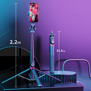 360-degree Rotating Foldable Bluetooth Selfie Sticks Live Stand, Spec: P225 TK (Single Clip)