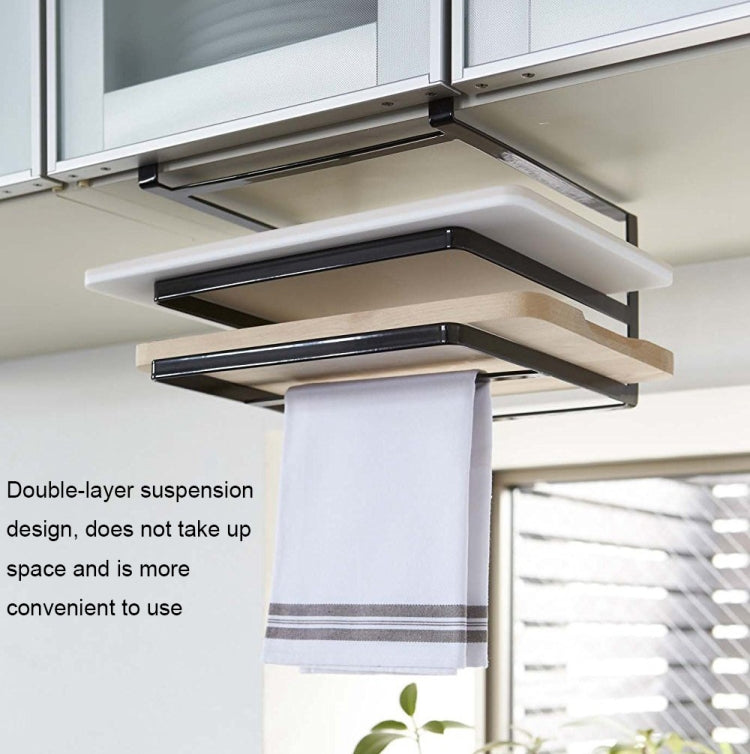 Double-layer Punch-free Kitchen Wall-Mounted Cutting Board Rack(White) - Shelf by PMC TechLife | Online Shopping South Africa | PMC TechLife