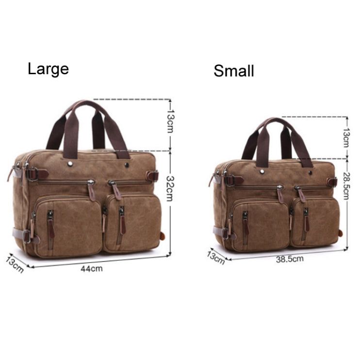 Casual Canvas Three-Purpose Business Briefcase Computer Bag, Color: Khaki Large - Handbags by PMC TechLife | Online Shopping South Africa | PMC TechLife