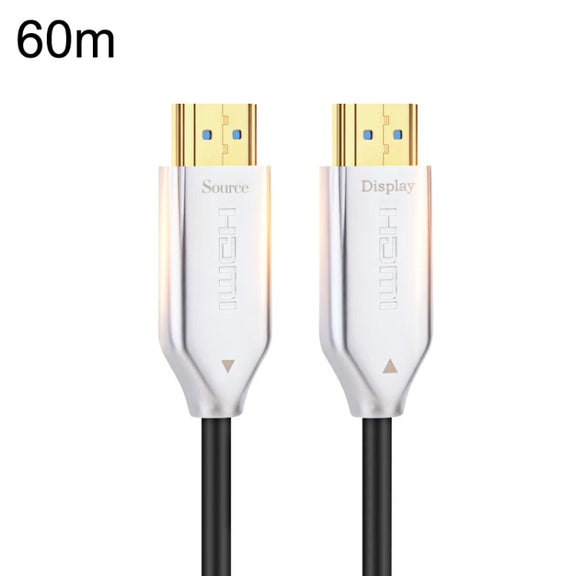 2.0 Version HDMI Fiber Optical Line 4K Ultra High Clear Line Monitor Connecting Cable, Length: 60m With Shaft(White)