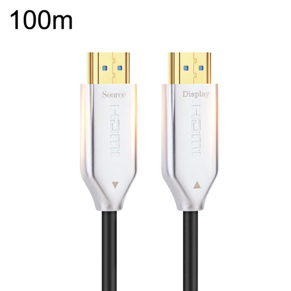 2.0 Version HDMI Fiber Optical Line 4K Ultra High Clear Line Monitor Connecting Cable, Length: 100m With Shaft(White)