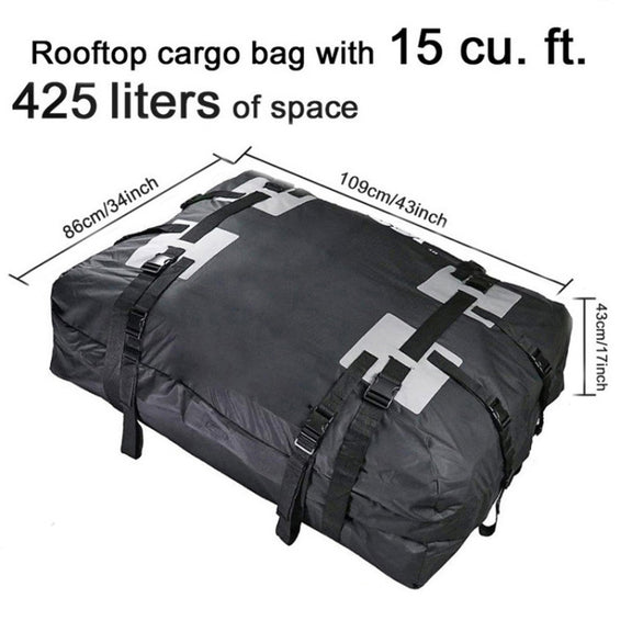 15 Cubic Foot Car Universal Rainproof Roof Luggage Outdoor Camper Roof Bag + Non-slip Mat(Black)