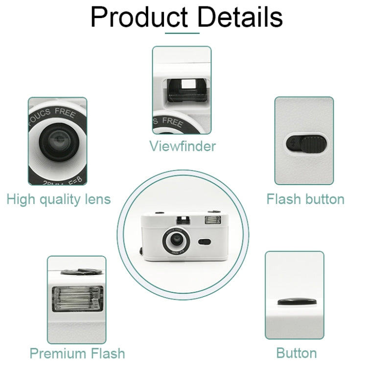 R2-FILM Retro Manual Reusable Film Camera for Children without Film(White+Green)