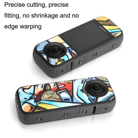 Sunnylife IST-TZ485 For DJI Insta360 X3 Panoramic Camera PVC Protection Scraper Film Stickers(Graffiti+Carbon Pattern Black)