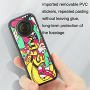 Sunnylife IST-TZ485 For DJI Insta360 X3 Panoramic Camera PVC Protection Scraper Film Stickers(Graffiti+Carbon Pattern Black)