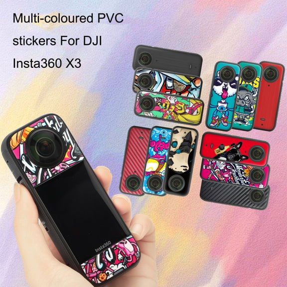 Sunnylife IST-TZ485 For DJI Insta360 X3 Panoramic Camera PVC Protection Scraper Film Stickers(Graffiti+Carbon Pattern Black)