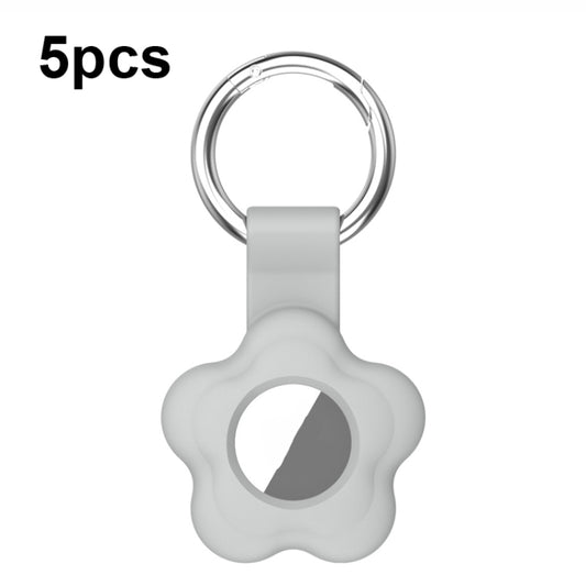 For AirTag 5pcs AT03 Tracker Case Positioning Anti-loss Device Storage Keychain Cover(Grey) - free shipping - PMC Jewellery - Order now!