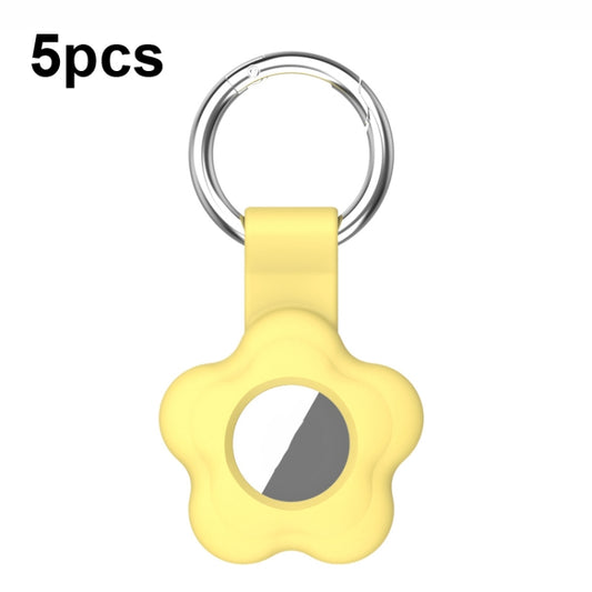 For AirTag 5pcs AT03 Tracker Case Positioning Anti-loss Device Storage Keychain Cover(Yellow) - free shipping - PMC Jewellery - Order now!