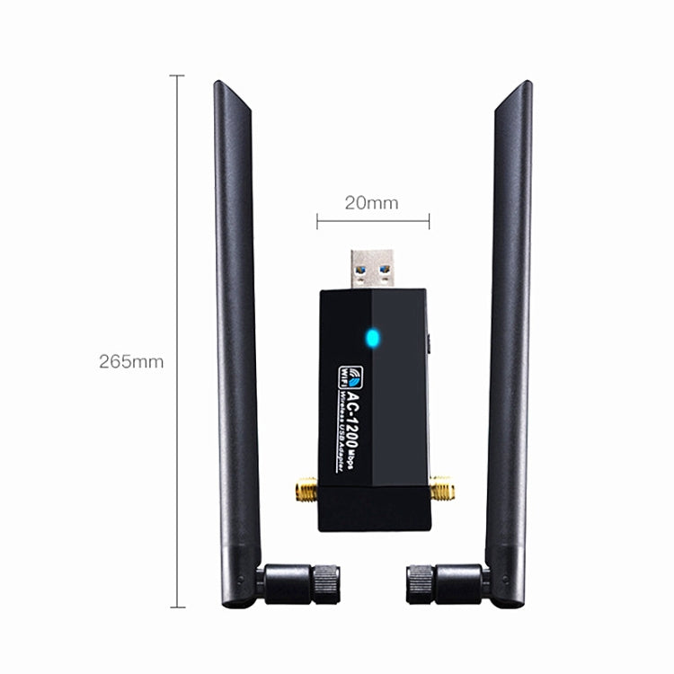 1200m Wireless Network Card 802.11AC USB3.0 Dual Frequency 2.4G/5.8G WiFi Receiver - USB Network Adapter by PMC Jewellery | Online Shopping South Africa | PMC Jewellery | Buy Now Pay Later Mobicred
